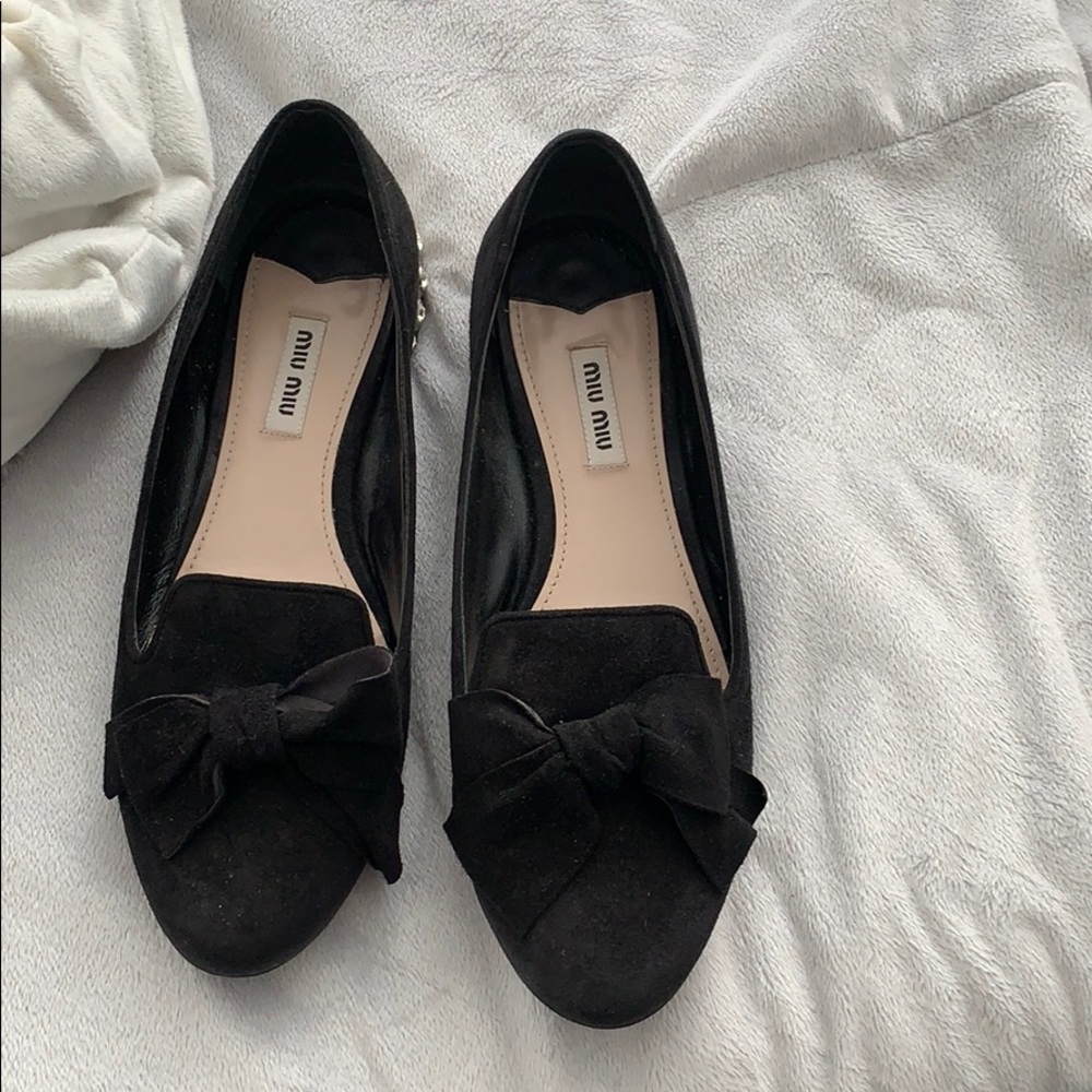 Miu Miu flats with crystals black